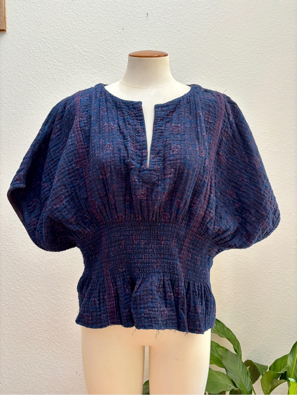 Zara Navy Top with Kimono Sleeves